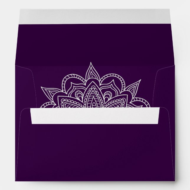 Henna Mandala Purple Indian Wedding Envelope (Back (Bottom))