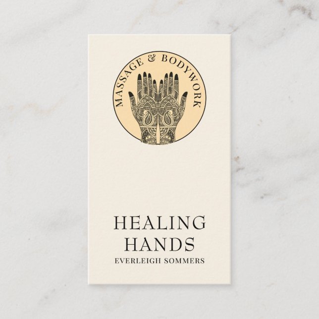 Henna Massage Healing Arts Hands Business Card (Front)
