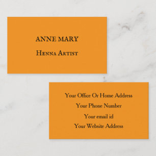 Henna Mehndi Artist Beauty Salon Orange Trendy Business Card