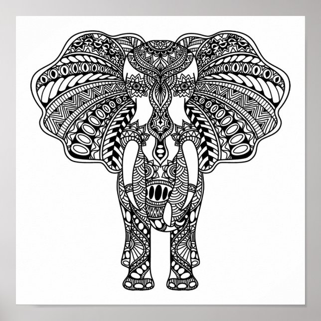 Henna Mehndi Decorated Indian Elephant 2 Poster (Front)