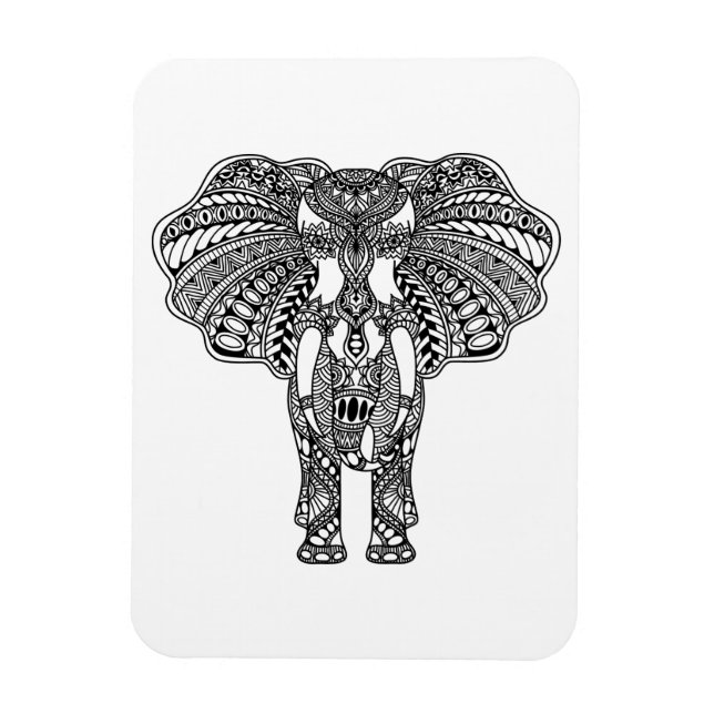 Henna Mehndi Decorated Indian Elephant Magnet (Vertical)
