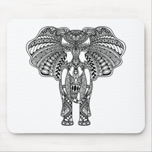 Henna Mehndi Decorated Indian Elephant Mouse Mat