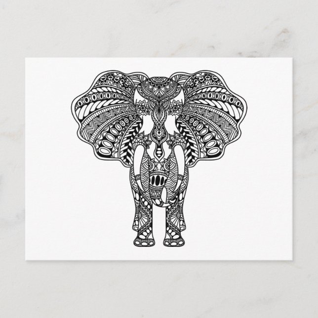 Henna Mehndi Decorated Indian Elephant Postcard (Front)