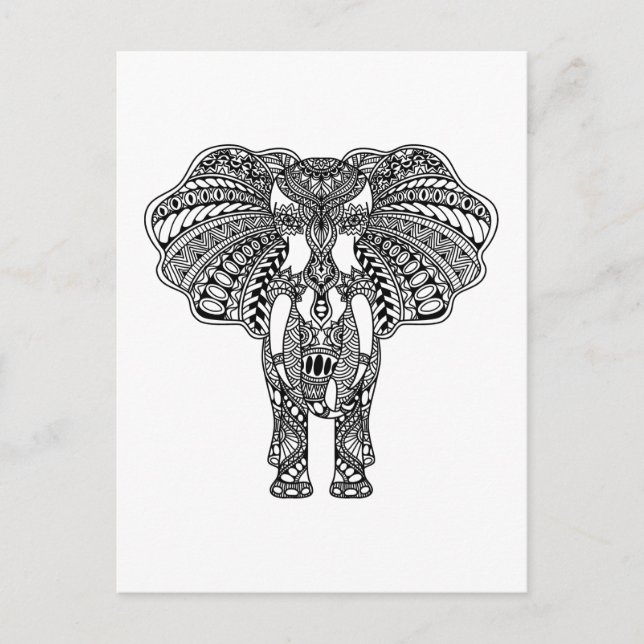 Henna Mehndi Decorated Indian Elephant Postcard (Front)