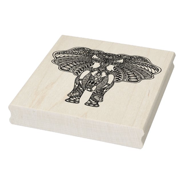 Henna Mehndi Decorated Indian Elephant Rubber Stamp (Stamp)