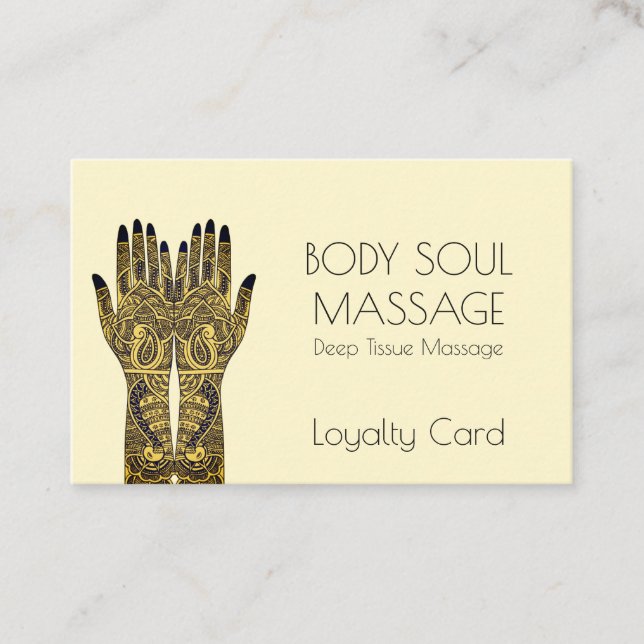 Henna Mehndi Massage Practice Loyalty Card (Front)
