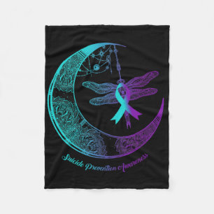 Henna Moon Dragonfly Suicide Prevention Awareness Fleece Blanket