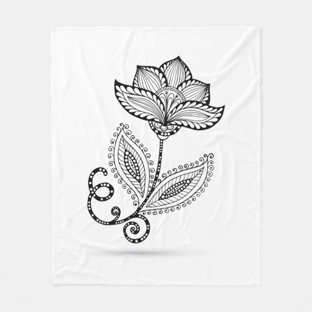 Henna Paisley Mehndi Doodles Fleece Blanket (Front)