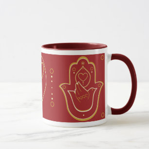 Henna Peace & Love Hamsa Mug Red