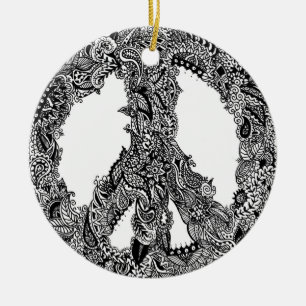 Henna Peace Sign Ornament