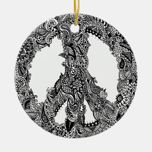 Henna Peace Sign Ornament (Front)