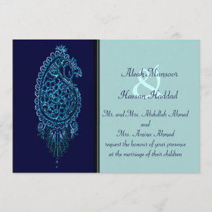 Henna Peacock (Wedding) (Blue) Invitation