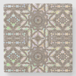 Henna Phownix Fractal Mandala Art Stone Tile Coaster