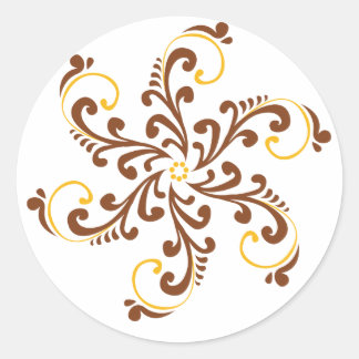 Henna Spiral Flower Classic Round Sticker