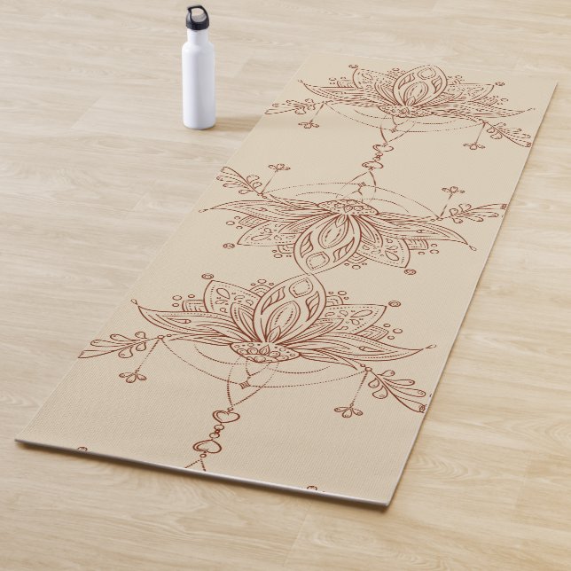 Henna Style Lotus Flower Yoga Mat (In Situ)