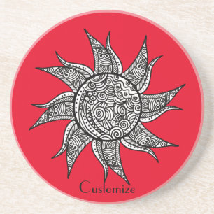 Henna-style Sun Tattoo Thunder_Cove Coaster