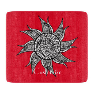 Henna-style Sun Tattoo Thunder_Cove Cutting Board