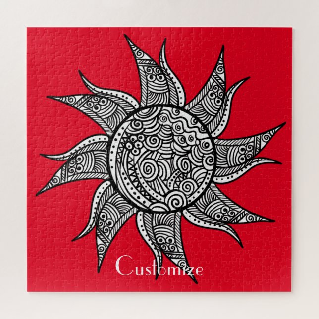 Henna-style Sun Tattoo Thunder_Cove Jigsaw Puzzle (Horizontal)