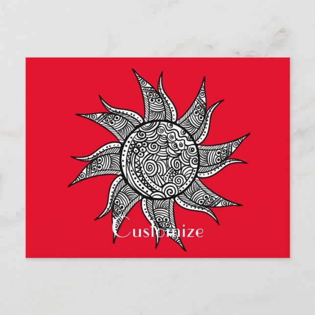 Henna-style Sun Tattoo Thunder_Cove  Postcard (Front)