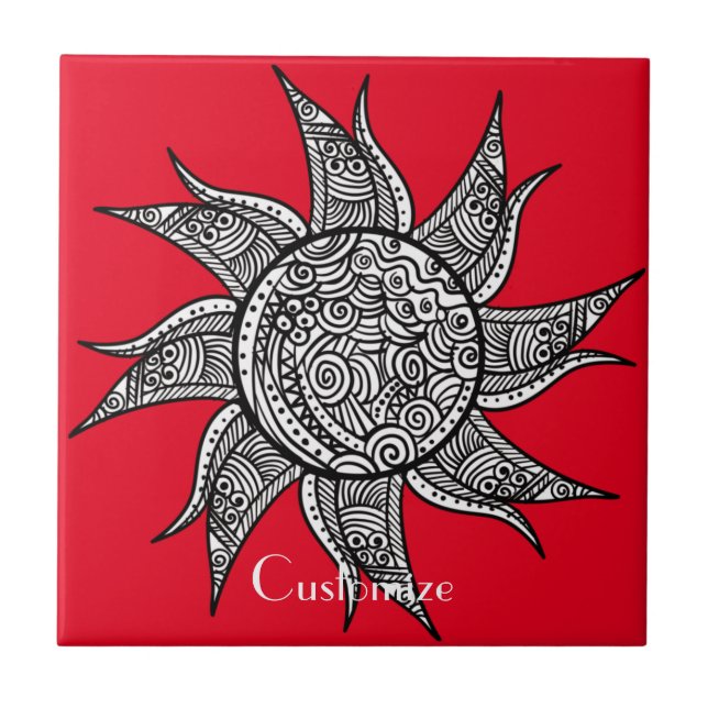 Henna-style Sun Tattoo Thunder_Cove Tile (Front)
