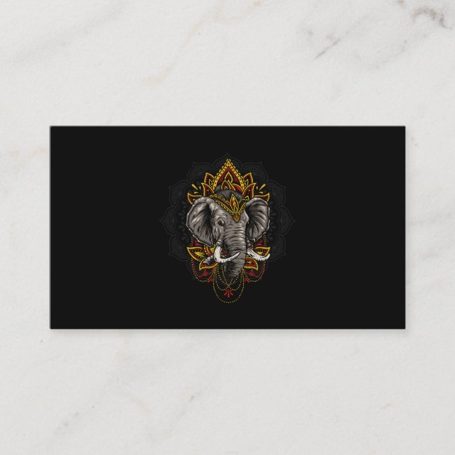 Henna Stylish Artistic Elephant Lover Wildlife Ele Business Card (Front)