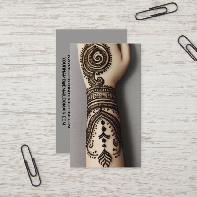 Henna Tattoo Artist Business Card (Front/Back In Situ)