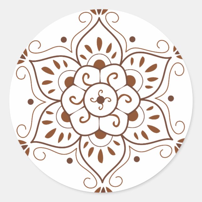 Henna Tattoo Mondala Classic Round Sticker (Front)