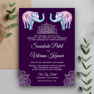 Henna Tattooed Elephants Indian Wedding Invitation