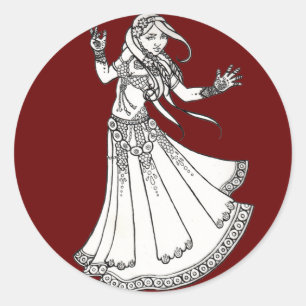 Henna Tribal Belly Dancer Classic Round Sticker