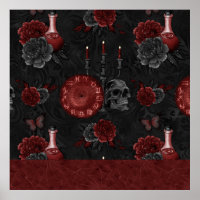 Henna Zodiac Magic | Red Gothic Skull Roses Potion