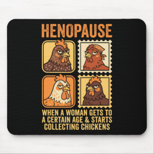 Henopause Chicken Collecting Quote Stamp Frame Chi Mouse Mat
