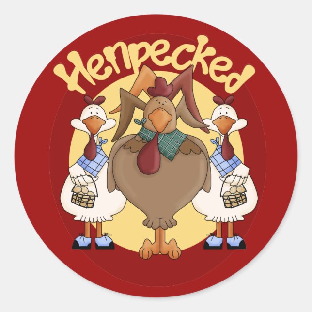 Henpecked Classic Round Sticker (Front)