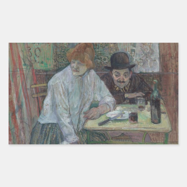 Henri de Toulouse-Lautrec - At the Cafe La Mie Rectangular Sticker (Front)