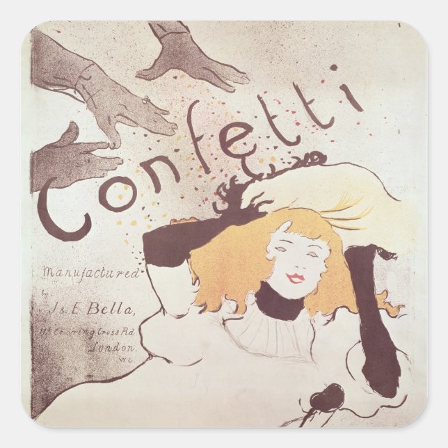 Henri de Toulouse-Lautrec | Confetti, 1893 Square Sticker (Front)