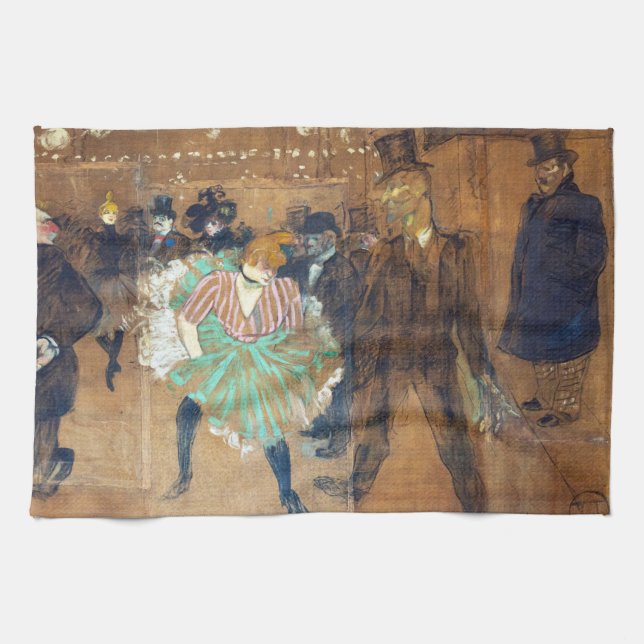 Henri de Toulouse-Lautrec - Dance at the Rouge Tea Towel (Horizontal)