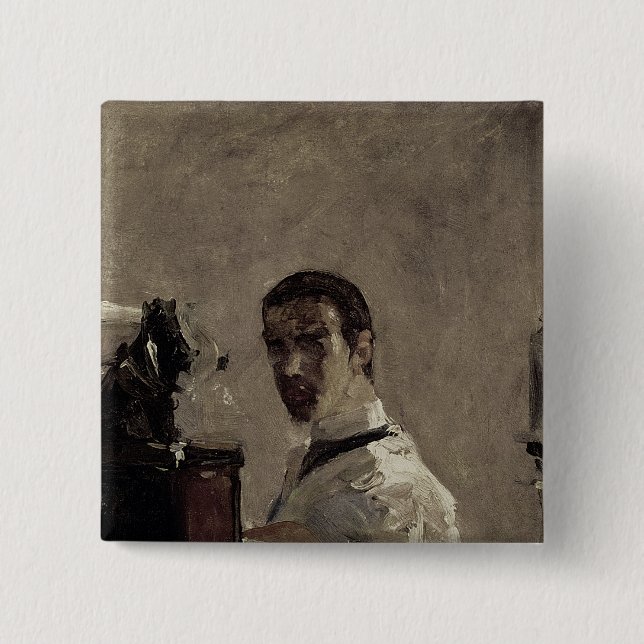 Henri de Toulouse-Lautrec | Self Portrait, 1880 15 Cm Square Badge (Front)