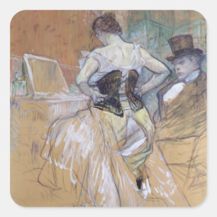 Henri de Toulouse-Lautrec Woman at her Toilet, s Square Sticker
