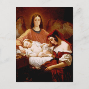Henri Decaisne: The Guardian Angel Fine Art Postcard