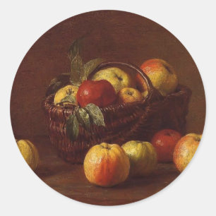 Henri Fantin-Latour- Apples in a Basket on a Table Classic Round Sticker