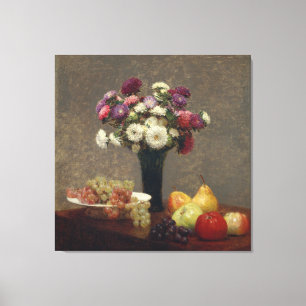 Henri Fantin-Latour Asters and Fruit Still Life Canvas Print