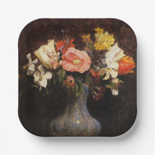 Henri Fantin-Latour, Flowers, Camelias, Tulips Paper Plate