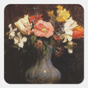 Henri Fantin-Latour, Flowers, Camelias, Tulips Square Sticker