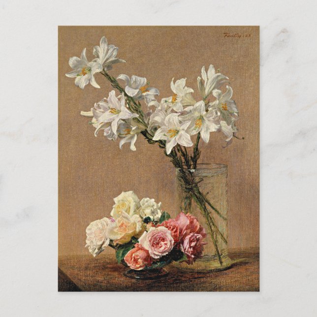 Henri Fantin-Latour - Roses and Lilies Postcard (Front)
