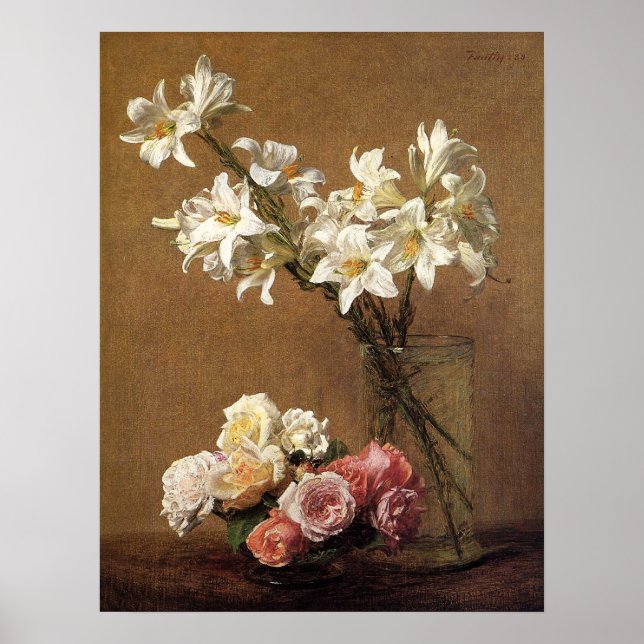 Henri Fantin-Latour Roses and Lilies Poster (Front)
