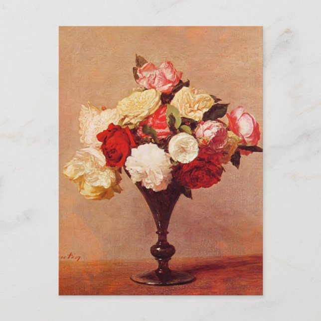Henri Fantin-Latour- Roses in a Vase Postcard (Front)
