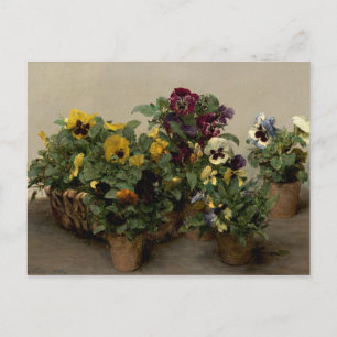 Henri Fantin-Latour Vintage Pansies Purple Yellow Postcard