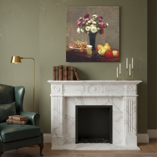 Henri Fantin-Latour's Asters and Fruit on a Table Canvas Print (Creator Uploaded)