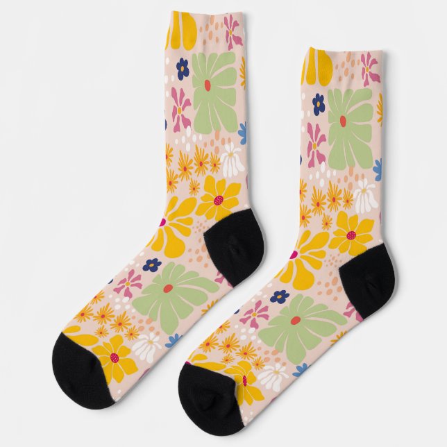 Henri Matisse Floral Inspired Seamless Pattern Socks (Left)