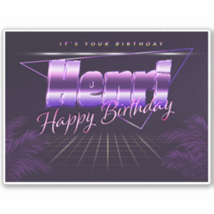 Henri Name First name lila retro Sticker Birthday