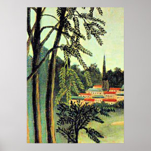 Henri Rousseau art, View of Saint Cloud Poster